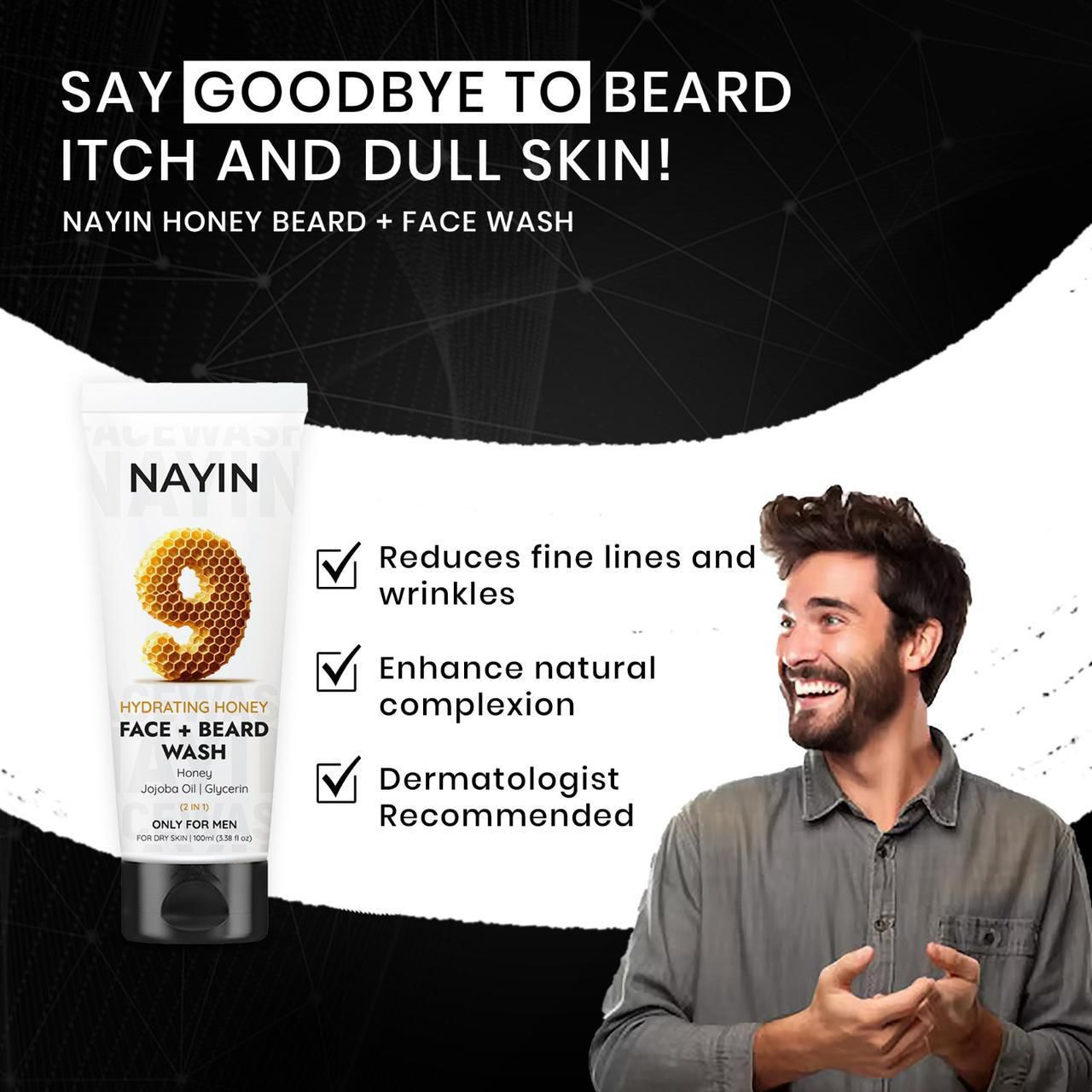Hydrating Honey Bliss - (2 in 1) Face & Beard Wash for Men (100 g)